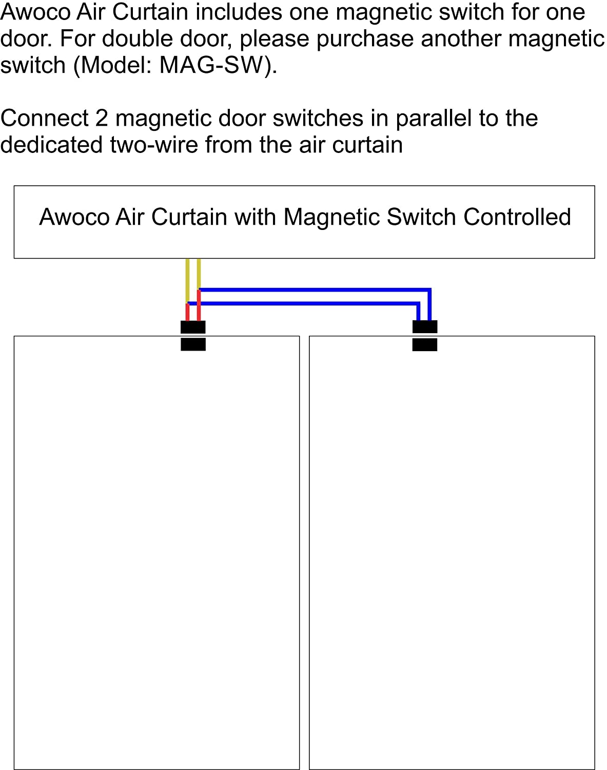 Awoco 12VDC Easy-Install Magnetic Switch for Awoco Magnetic Switch Controlled Air Curtains (Magnetic Switch)