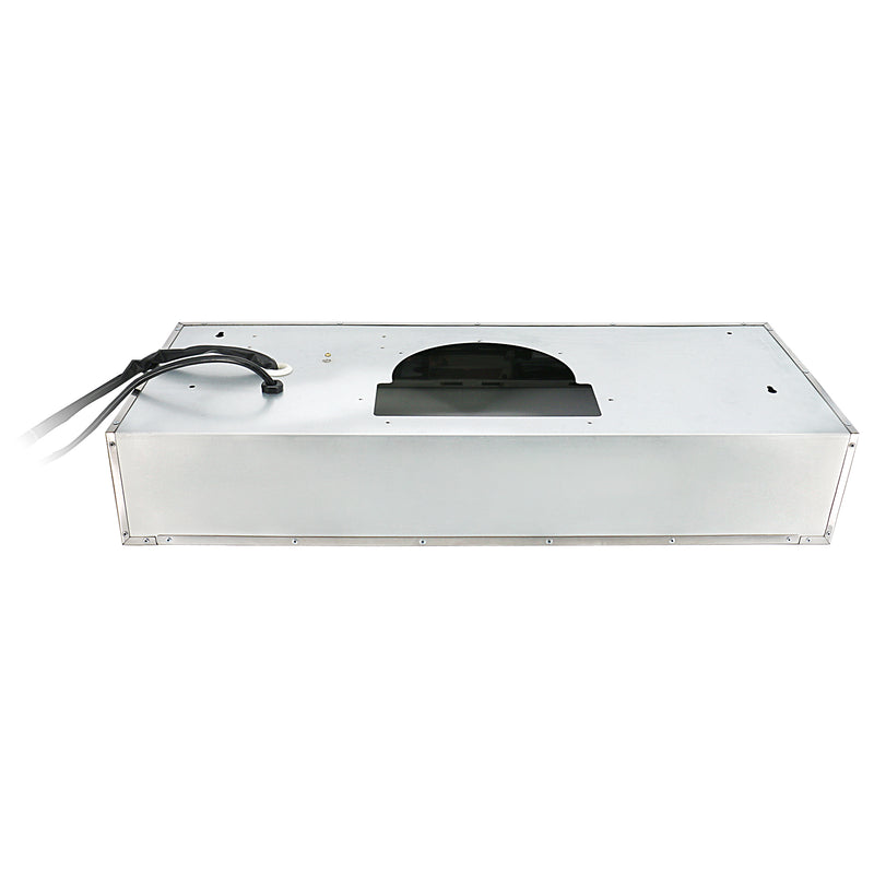 Awoco RH-SP06-N30 Super Quiet Split 5" High Stainless Steel Under Cabinet 4 Speeds 800CFM Range Hood with 2 LED Lights, 6" Round Top Vent - 30" Hood + Blower (30"W 6" Split)