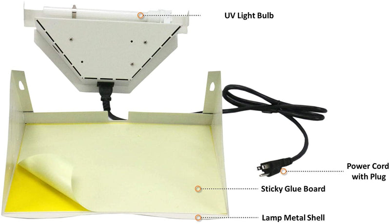 Awoco FT-1M18 18 W Metal Wall Mount Sticky Fly Trap Lamp for Capturing Flies, Mosquitoes, Moths and Flying Insects (Fly Trap + 6 Glue Boards)