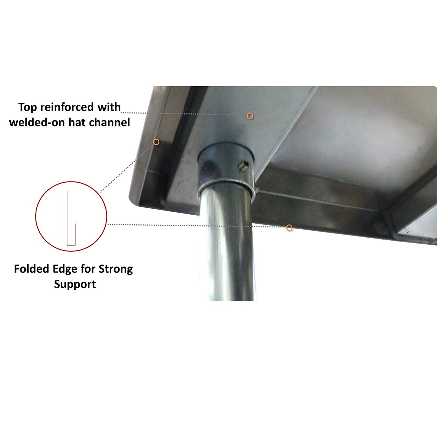 GSW Commercial Grade Flat Top Work Table with All Stainless Steel Top, Undershelf & Legs, Adjustable Bullet Feet, NSF/ETL Approved to Meet Sanitation Food Service Standard 37 (24"D x 24"L x 35"H)