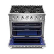 Awoco Professional 36” Freestanding 6 Burners Natural Gas Range with 4.5 cu ft. Convection Oven and 2 Racks