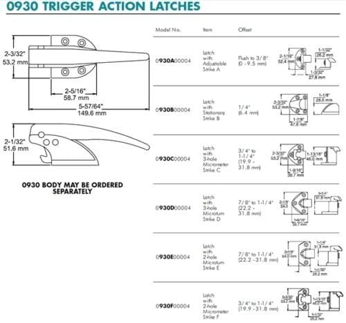 Kason 930 Series Surfacemount Latch (Latch & "C" Strike, 3/4" to 1-1/4" Offset)