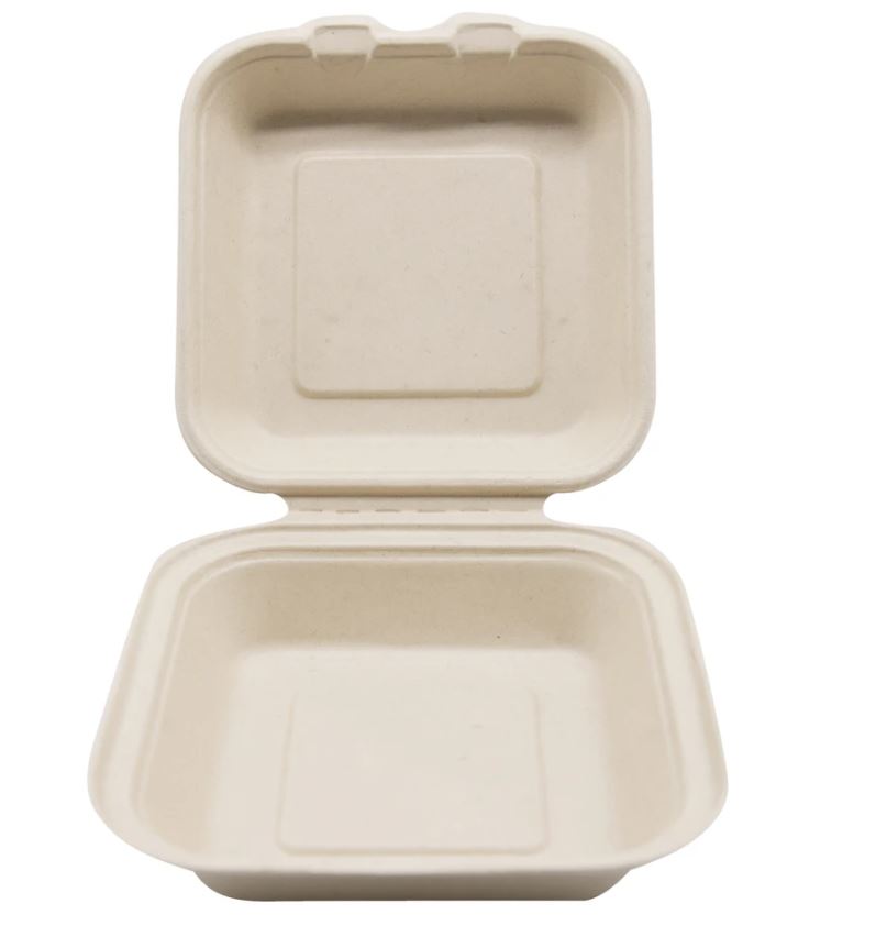Total Papers 6.5”X6.5” Compostable Wheat Straw Hinged Lid Container (500 pcs)