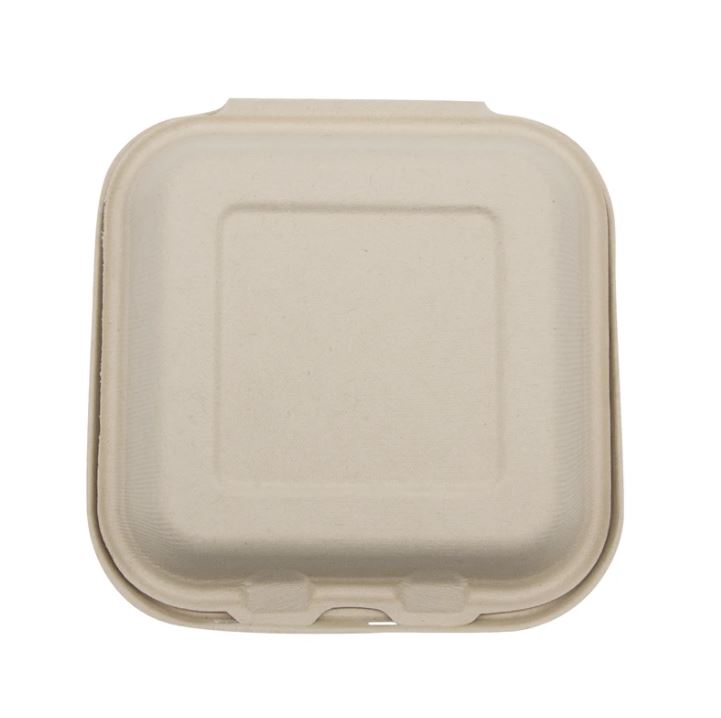 Total Papers 6.5”X6.5” Compostable Wheat Straw Hinged Lid Container (500 pcs)