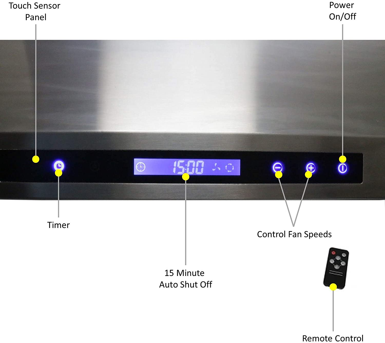 [Refurbished] Awoco RH-S10-30E Supreme 10” High Stainless Steel Under Cabinet Range Hood 4 Speeds, 8” Round Top Vent, 1000CFM 2 LED Lights, Remote Control & External Oil Collector (30”W)