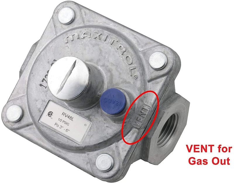 Maxitrol RV48L Natural Gas Pressure Regulator, 1/2" FPT Thread, 13/16" In and Out Opening, 1/2 PSIG In, 3"-6" WC Out (1/2" Natural Gas NG)