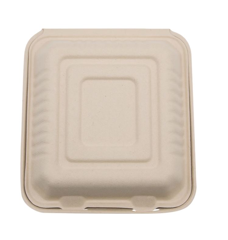 Total Papers 8”X8” 3 Compartment Compostable Wheat Straw Hinged Lid Container (200 pcs)