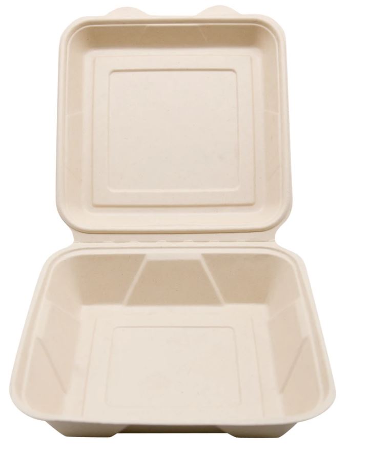 Total Papers 8”X8” Compostable Wheat Straw Hinged Lid Container (200 pcs)