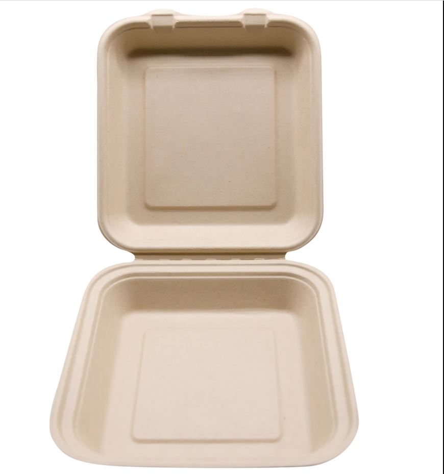 Total Papers 9”X9” Compostable Wheat Straw Hinged Lid Container (200 pcs)