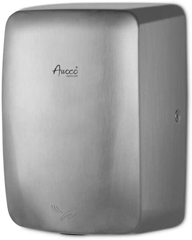 Awoco Compact 1350W 120V Stainless Steel Automatic High Speed Hand Dryer, UL Certified