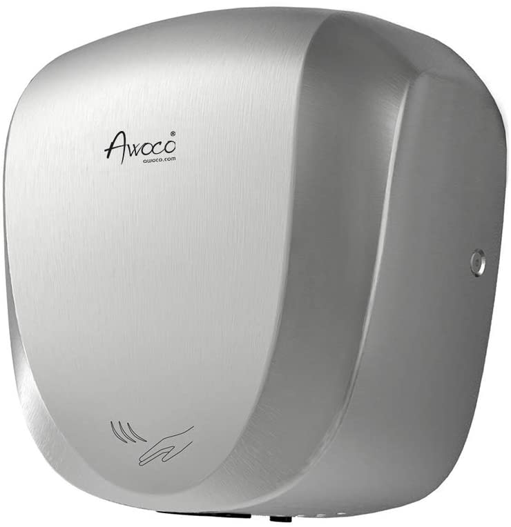 Awoco Standard 1450W 120V Heavy Duty Stainless Steel Automatic High Speed Hand Dryer, UL Certified