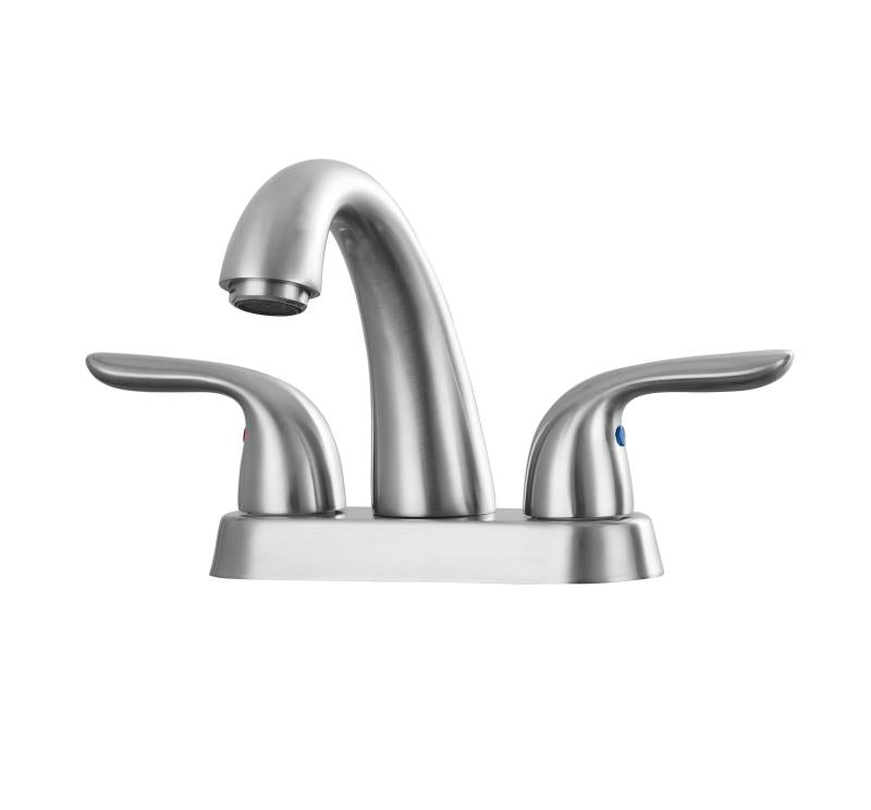 AA Faucet Dual Handle, Centerset, Brushed Nickel Stainless Steel Bathroom Faucet.