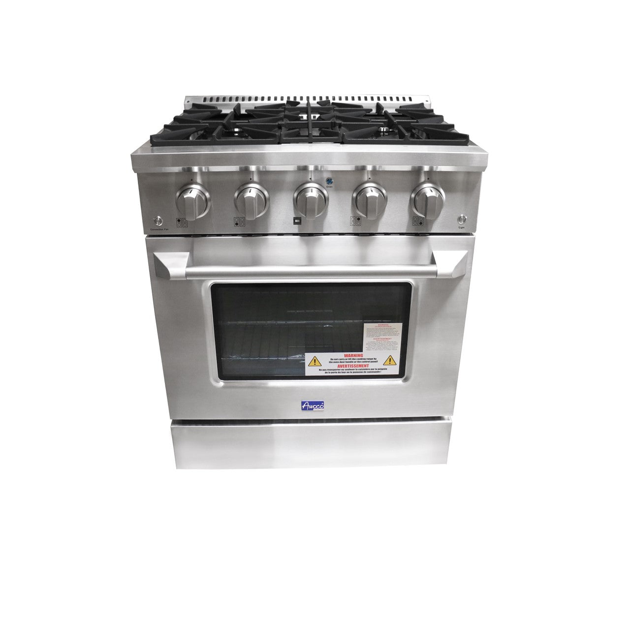 Combo Awoco 30” Freestanding 4 Burners Range with 30'' RH-S10-30E Under Cabinet Range Hood