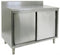 GSW Stainless Steel Cabinet 4" Rear Upturn Work Table w/Sliding Door 24"(W) x 36"(L) x 35"(H)