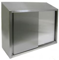 GSW Stainless Steel Slope Top Wall Cabinet with Sliding Door 15"(W) x 36"(L) x 35"(H)