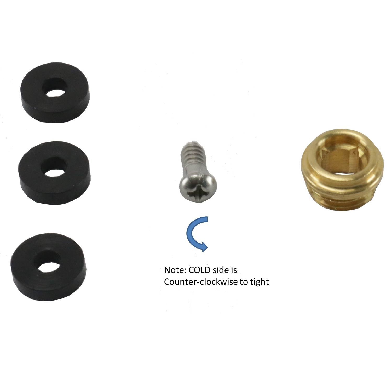 AA Faucet Repair Kit for 4" or 8" Faucets, Rubbers, Screw and Copper Seat