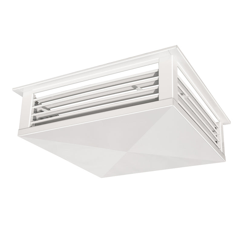 GSW 16” White Powder Coated 4-Way Adjustable Air Diffuser for Evaporative Swamp Cooler, 18” Mounting Edge (16"x16"x6")