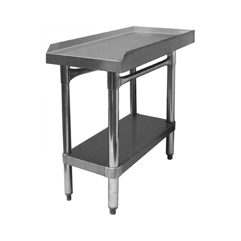 GSW Commercial Equipment Stand with Stainless Steel Top, 1 Galvanized Undershelf, 1" Upturn on 3 Sides & Adjustable Bullet Feet, 24"W x 12"L x 24"H, NSF Approved