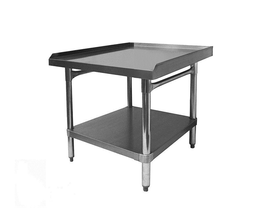 GSW All Stainless Steel Commercial Equipment Stand with 1" Upturn on 3 Sides, 1 Undershelf & Adjustable Bullet Feet, 30"W x 24"L x 24"H, NSF Approved