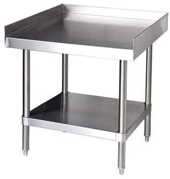 GSW All Stainless Steel Commercial Equipment Stand with 1" Upturn on 3 Sides, 1 Undershelf & Adjustable Bullet Feet, 30"W x 18"L x 24"H, NSF Approved