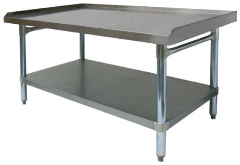 GSW Commercial Equipment Stand with Stainless Steel Top, 1 Galvanized Undershelf, 1" Upturn on 3 Sides & Adjustable Bullet Feet, 24"W x 36"L x 24"H, NSF Approved