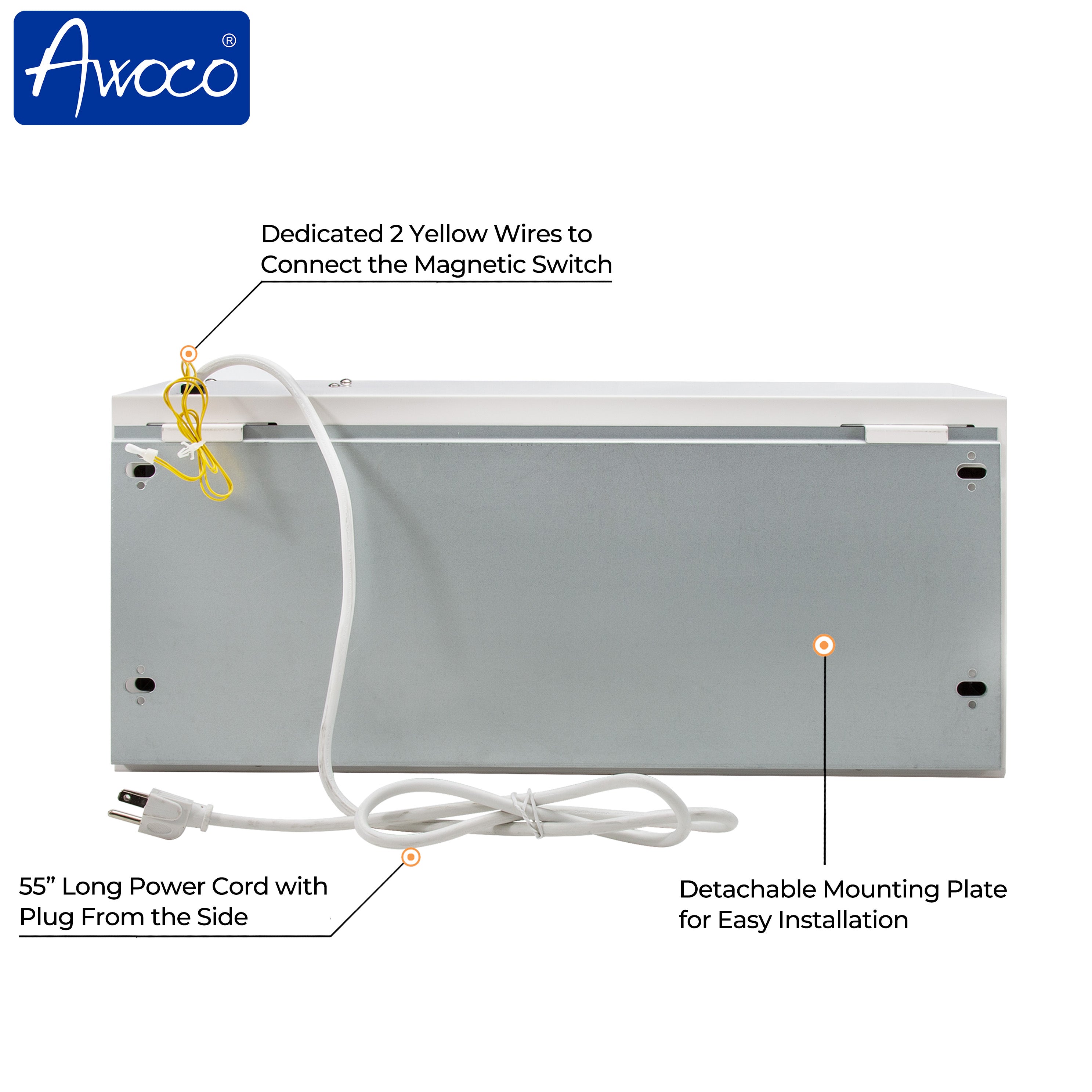 Awoco 24” Super Power 2 Speeds 800 CFM Commercial Indoor Air Curtain, CE Certified, 120V Unheated with Shutoff Delay Magnetic Switch for Swinging Doors