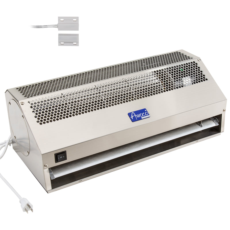 Awoco 24" Stainless Steel Super Power 2 Speeds 800 CFM Commercial Indoor Air Curtain, CE Certified, 120V Unheated with an Easy-Install Magnetic Door Switch