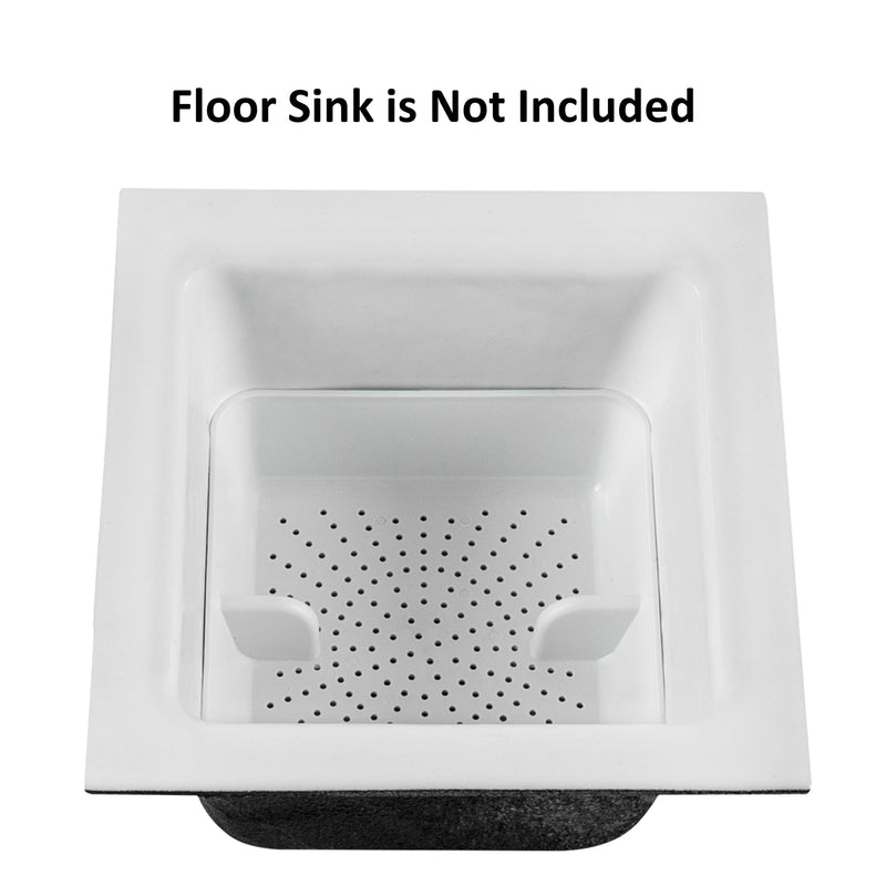 Leyso FS-PB Floor Sink Drain Strainer ABS Plastic Drop-in Basket 8-1/2" x 8-1/2" x 2-1/4" - Perfect for Restaurant, Bar, Buffet (2"H ABS)