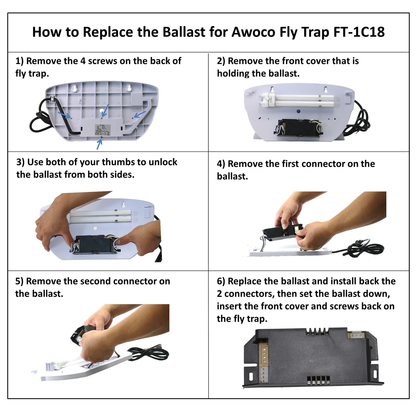 Awoco 18 W Replacement Ballast for Fly Trap FT-1C18, FT-1M18 and FT-3W45