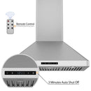 Awoco RH-WT-C30 30” Wall Mount Stainless Steel Range Hood 3 Speeds, 6” Round Top Vent 800CFM 2 LED Lights & Remote Control