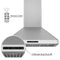 Awoco RH-WT-C36 36” Wall Mount Stainless Steel Range Hood 3 Speeds, 6” Round Top Vent 800CFM 2 LED Lights & Remote Control
