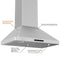 Awoco RH-WT-C36 36” Wall Mount Stainless Steel Range Hood 3 Speeds, 6” Round Top Vent 800CFM 2 LED Lights & Remote Control