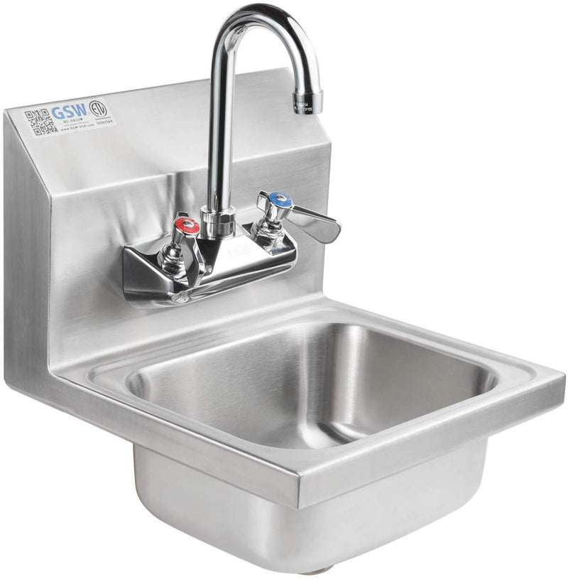 GSW Mini Wall Mount Hand Sink with Lead Free Faucet & Strainer, ETL Certified