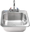 GSW Standard Size 16" x 15" Drop-in Hand Sink with Lead Free 3-1/2” Spout Faucet & Strainer, ETL Certified