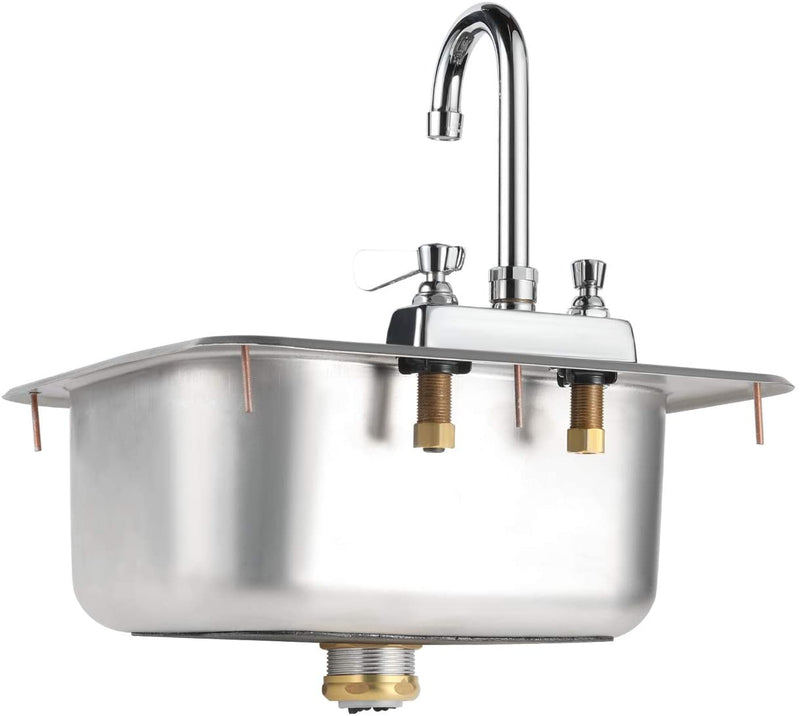 GSW Standard Size 16" x 15" Drop-in Hand Sink with Lead Free 3-1/2” Spout Faucet & Strainer, ETL Certified