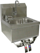 GSW Stainless Steel Wall Mount Hand Sink 16" x 15" with Knee Operated Valve and Lead Free Faucet