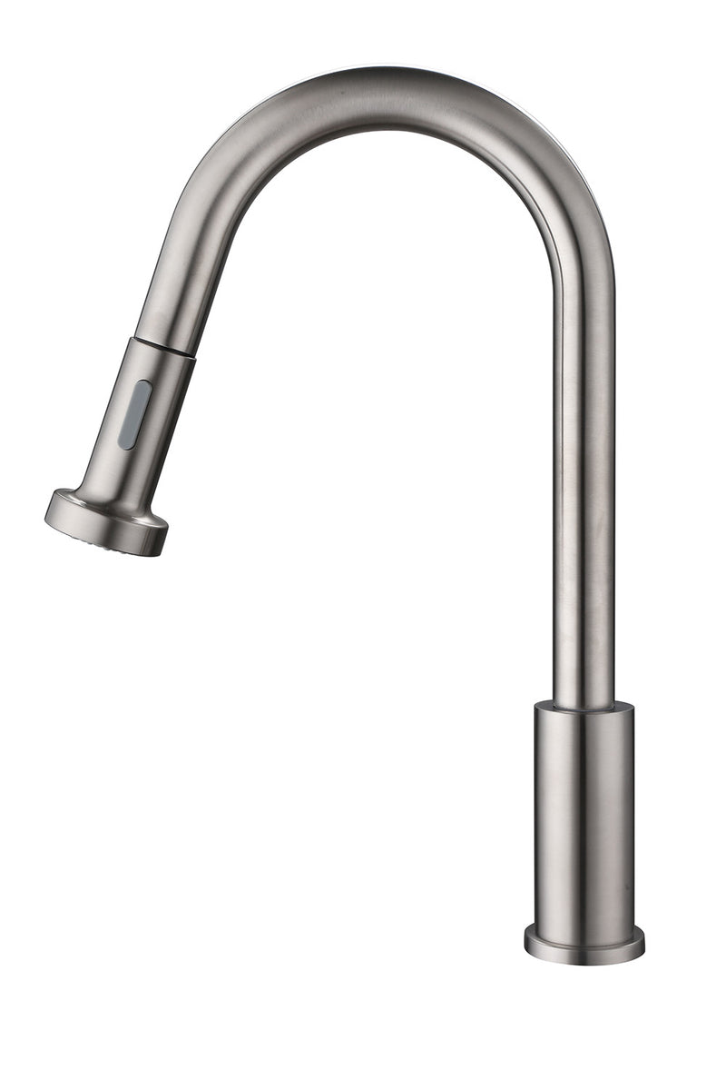 AA Faucet 3 Function Pull Out Sprayer, Single Handle, High Arc Design, Brushed Nickel Stainless Steel Kitchen Faucet