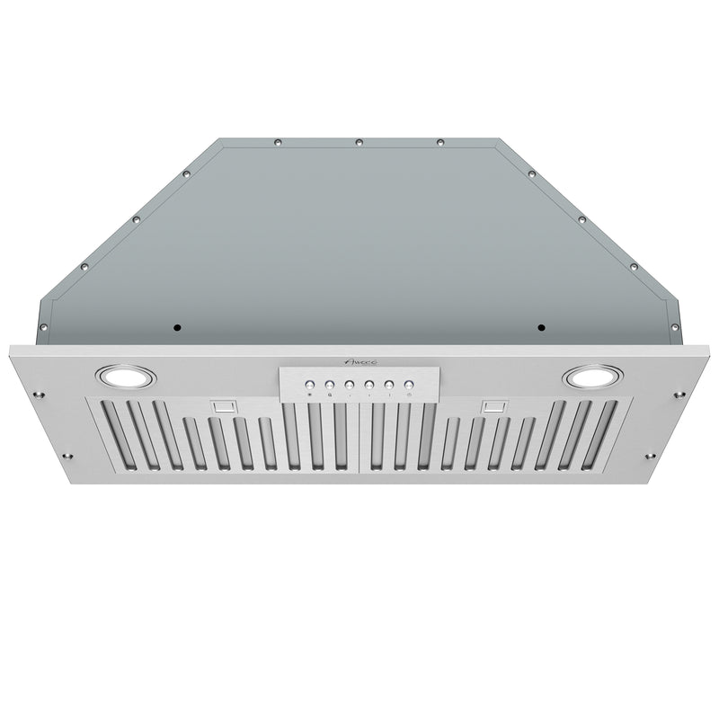 Awoco RH-BQ-M36 14-1/2”D Built-in/Insert Stainless Steel Range Hood, 4-Speed, 650 CFM, LED Lights, Baffle Filters for Wood Hood (M36")