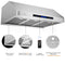 Awoco RH-S10-36E Supreme 10” High Stainless Steel Under Cabinet Range Hood 4 Speeds, 8” Round Top Vent, 1000CFM 2 LED Lights, Remote Control & External Oil Collector (36"W)