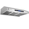 Awoco RH-S10-36S Under Cabinet Supreme 7” High Stainless Steel Range Hood, 4 Speeds, 8” Round Top Vent, 1000CFM, with Remote Control