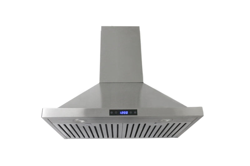 Leyso RH-WS-30 41.5”H Stainless Steel Range hood 3 Speeds, 6” Round Top Vent 760 CFM, 2 LED Lights, Baffle Filters (30" Wall Mount)