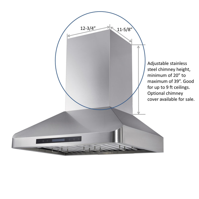 Awoco Adjustable Stainless Steel Chimney for Wall Mount Range Hood (Chimney Only)