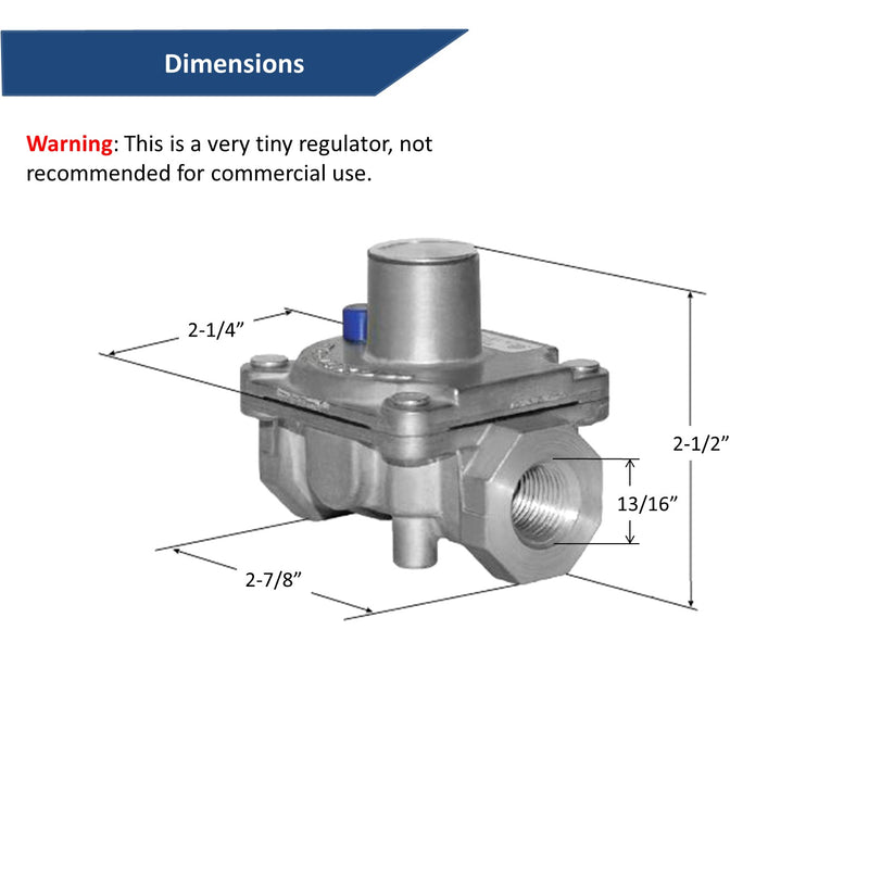 Maxitrol RV47L Liquid Propane Gas Pressure Regulator, 1/2" FPT Thread, 13/16" In and Out Opening, 1/2 PSIG In, 6" - 10" WC Out