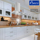 Awoco RH-WT-30 48-1/2"H Stainless Steel Range Hood 4 Speeds, 6” Round Top Vent 900CFM 2 LED Lights & Remote Control (30” Wall Mount)