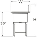 GSW 1 Compartment Stainless Steel Commercial Food Preparation Sink w/ 24" Left Drainboard ETL Certified (24" x 24" Sink Only)