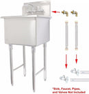 GSW 1 Compartment Stainless Steel Commercial Food Preparation Sink w/Left Drainboard, Wall Mount No Lead NSF Faucet & 2 Faucet Mounting Kits, ETL Certified (24" x 24" Sink + Faucet + Kit)