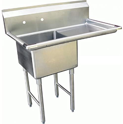 GSW 1 Compartment Stainless Steel Commercial Food Preparation Sink w/Right Drainboard ETL Certified (15" x 15" Sink Only)