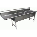 GSW 3 Compartment Stainless Steel Sink 24" x 24"x 14"D W/ 24" Left Drainboard NSF Approved