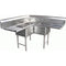 GSW Economy Stainless Steel 3 Compartment 18"x18" Corner Sink with Left and Right 18" Drainboards