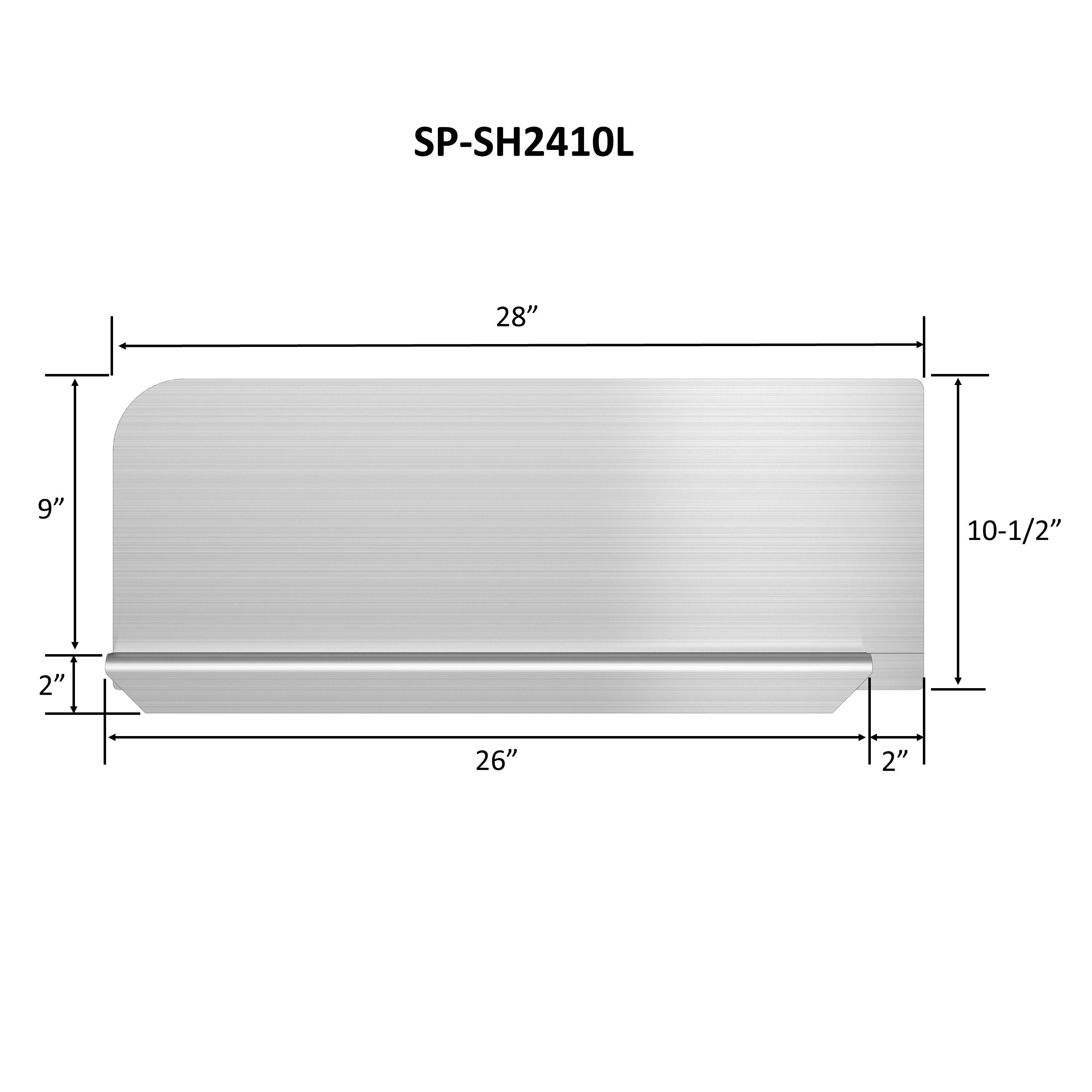 GSW SP-SH2410L Stainless Steel Insert Type Splash Guard for Compartment Sinks (28" L x 11" H Left)